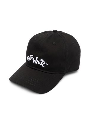 Off-White Kids embroidered front logo cap - Black
