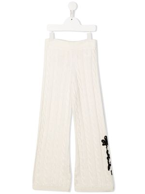 Off-White Kids embroidered-logo cable-knit trousers