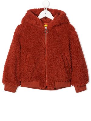Off-White Kids faux-shearling zipped hoodie - Orange
