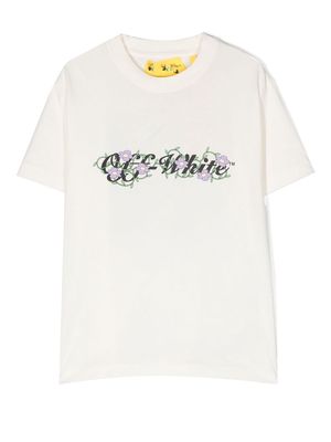 Off-White Kids floral logo-print T-shirt