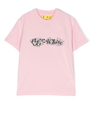 Off-White Kids flower-motif cotton T-shirt - Pink