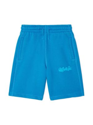 Off-White Kids Fluid logo-print cotton shorts - Blue