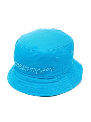 Off-White Kids frayed logo bucket hat - Blue