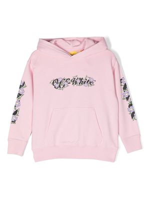 Off-White Kids graphic-print cotton hoodie - Pink