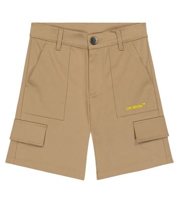 Off-White Kids Helvetica cotton cargo shorts