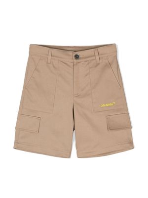 Off-White Kids Helvetica Diag cargo shorts - Neutrals