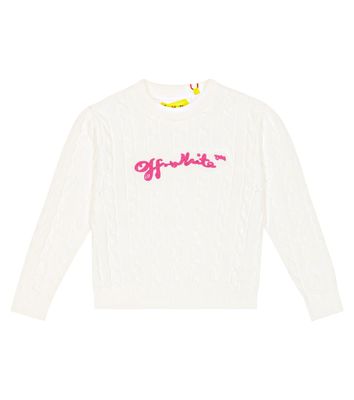 Off-White Kids Intarsia cable-knit cotton sweater