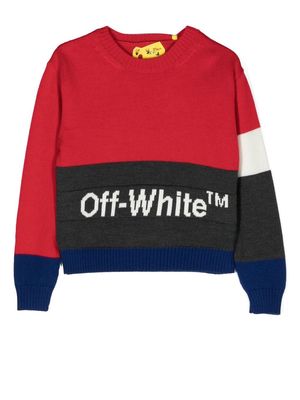 Off-White Kids intarsia-knit logo jumper - Red