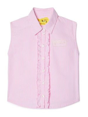 Off-White Kids lace-logo sleeveless shirt - Pink