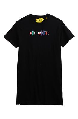 Off-White Kids' Little Monsters Logo T-Shirt Dress in Black Multicolor