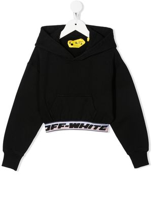Off-White Kids logo band long-sleeve hoodie - Black