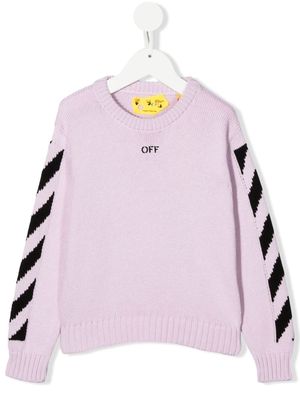 Off-White Kids logo crew-neck jumper - Pink