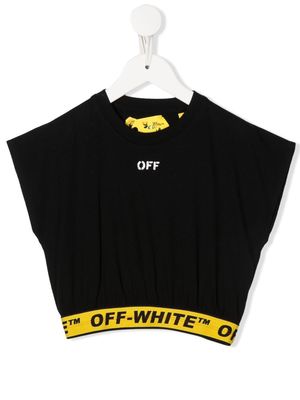 Off-White Kids logo cropped top - Black