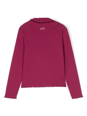 Off-White Kids logo-embroidered high-neck jumper - Pink