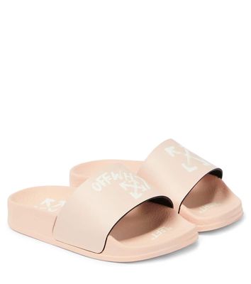 Off-White Kids Logo faux-leather slides