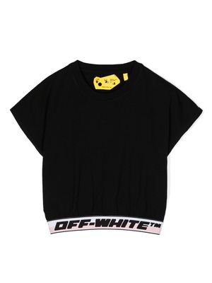 Off-White Kids logo-hem cotton T-shirt - Black
