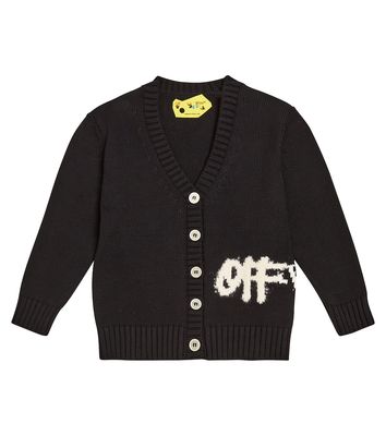 Off-White Kids Logo intarsia cardigan