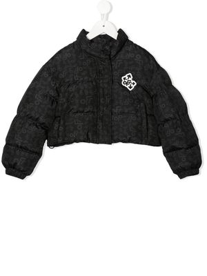 Off-White Kids logo-print bomber jacket - Black