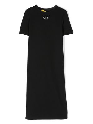 Off-White Kids logo-print cotton dress - Black