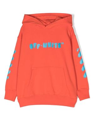 Off-White Kids logo-print cotton hoodie - Orange