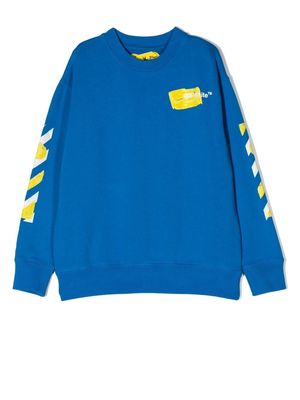 Off-White Kids logo-print cotton sweatshirt - Blue