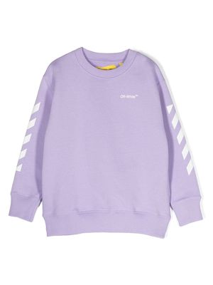 Off-White Kids logo-print cotton sweatshirt - Purple