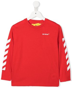 Off-White Kids logo-print cotton sweatshirt - Red