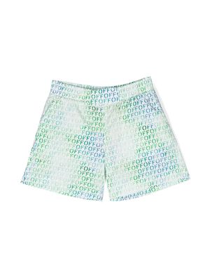 Off-White Kids logo-print cotton swim shorts
