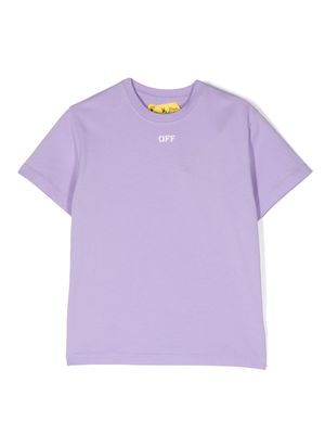 Off-White Kids logo-print detail T-shirt - Purple