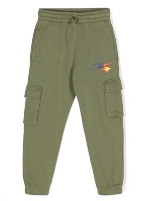 Off-White Kids logo-print drawstring tapered trousers - Green