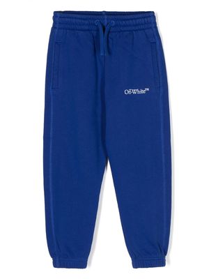 Off-White Kids logo-print drawstring track pants - Blue