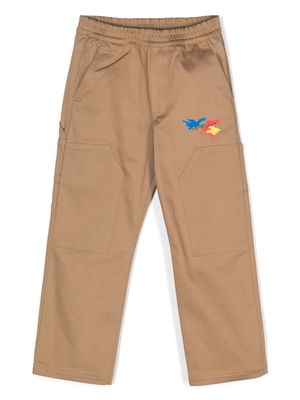 Off-White Kids logo-print elasticated straight-leg trousers - Brown