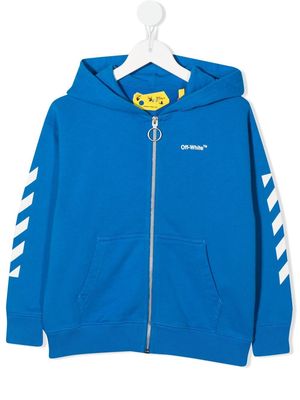 Off-White Kids logo-print hoodie - Blue