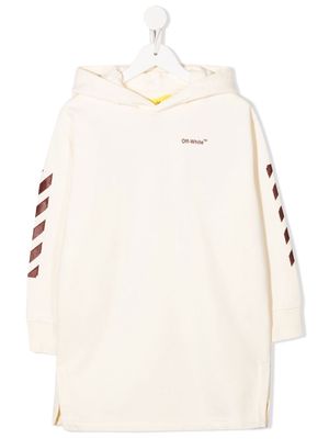 Off-White Kids logo-print hoodie dress - Neutrals