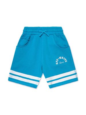 Off-White Kids logo-print jersey shorts - Blue