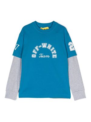Off-White Kids logo-print layared T-shirt - Blue