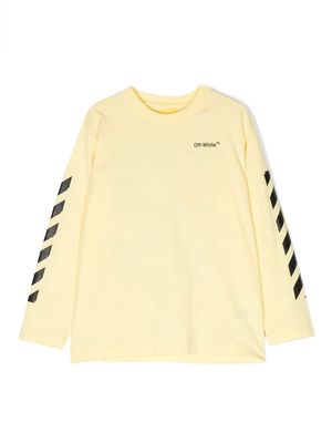 Off-White Kids logo-print long-sleeve T-shirt - Yellow