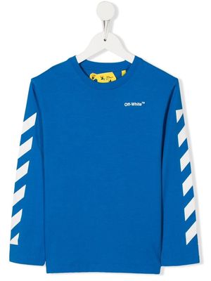 Off-White Kids logo-print long-sleeved T-shirt - Blue