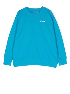 Off-White Kids logo-print organic cotton sweatshirt - Blue