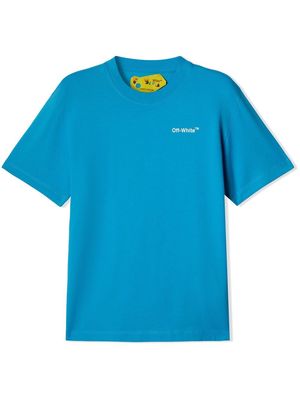 Off-White Kids logo-print organic cotton T-shirt - Blue