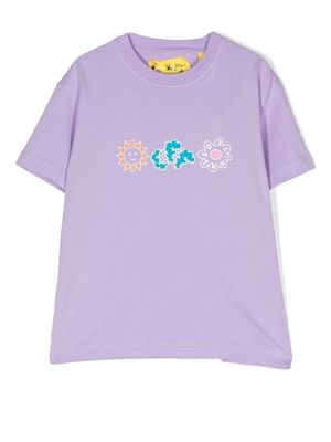 Off-White Kids logo-print organic cotton T-shirt - Purple