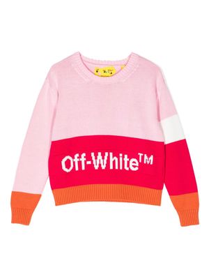 Off-White Kids logo-print panelled jumper - Pink