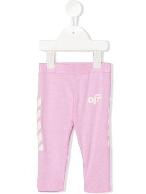 Off-White Kids logo-print straight-leg leggings - Pink
