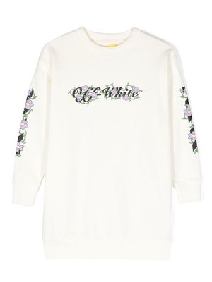 Off-White Kids logo-print sweater dress - Neutrals