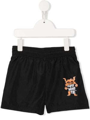 Off-White Kids logo-print swim shorts - Black