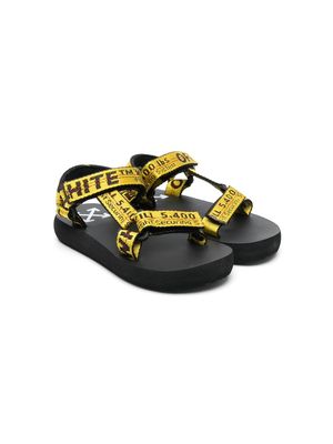 Off-White Kids logo-print touch-strap sandals - Yellow