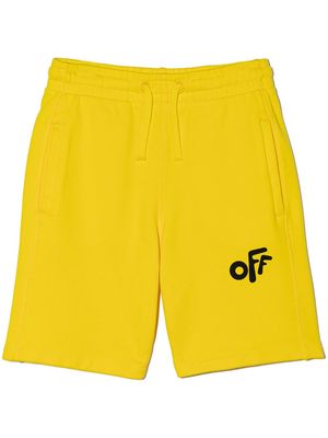 Off-White Kids logo-print track shorts - Yellow