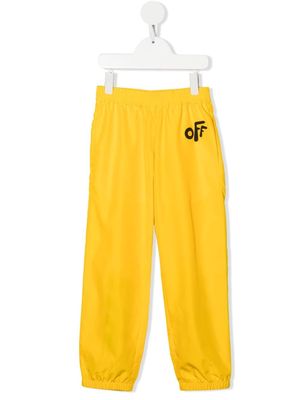 Off-White Kids logo-print trousers - Yellow