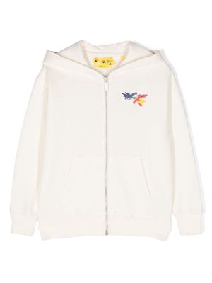 Off-White Kids logo-print zipped hoodie - Neutrals