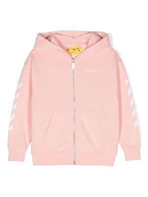 Off-White Kids logo-print zipped hoodie - Pink